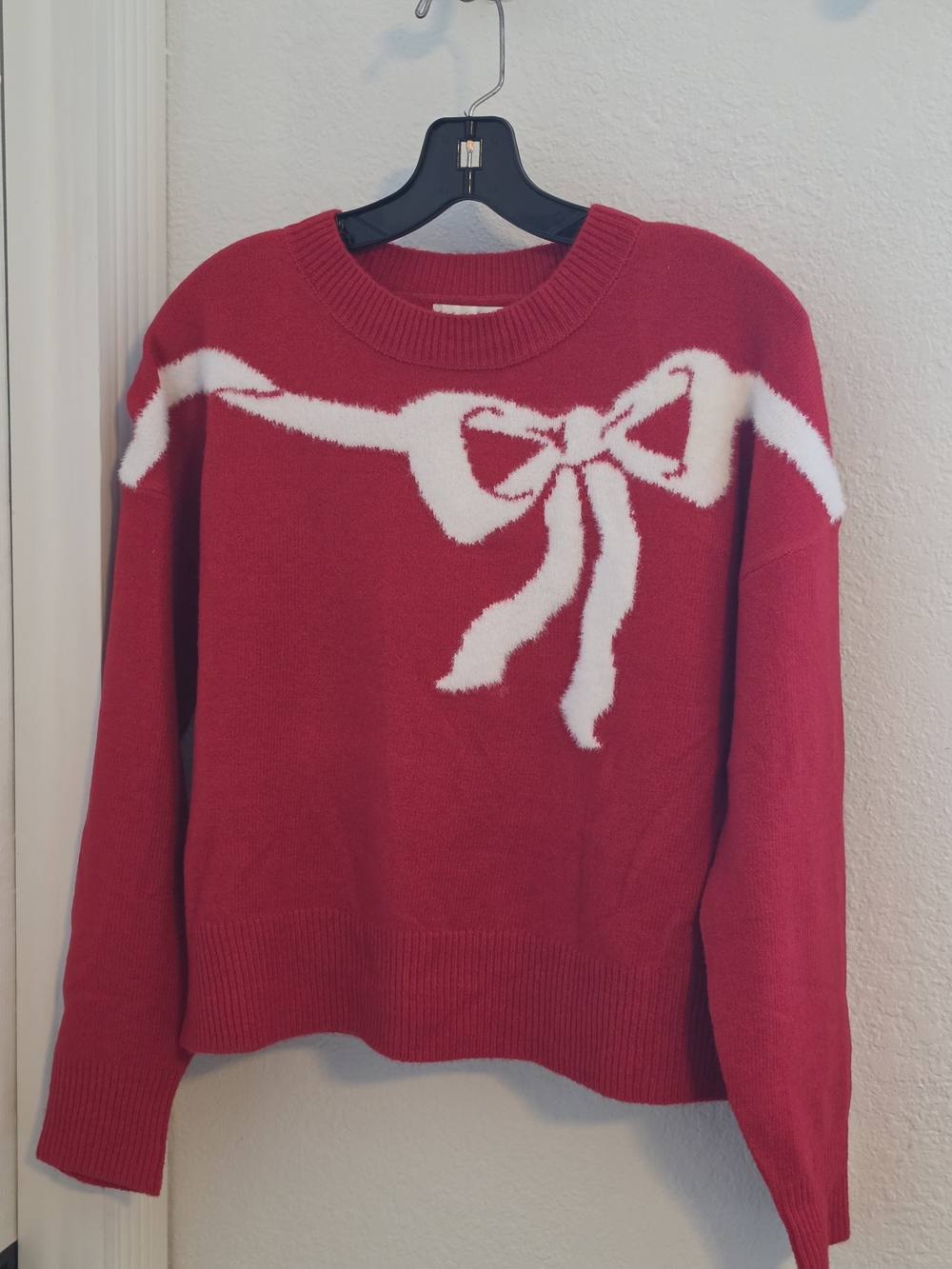 Sincerely Jules Red Crewneck Sweater with White Bow